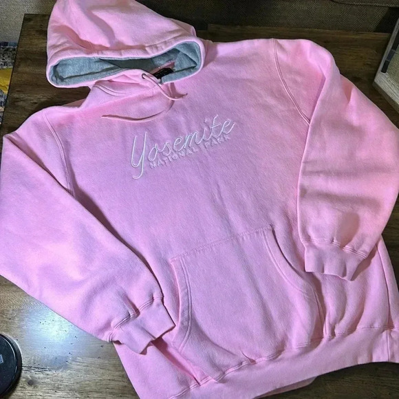 Yosemite National Park Prairie Mountain Brand LG Hoodie Pink Sweatshirt L/S - Picture 2 of 10
